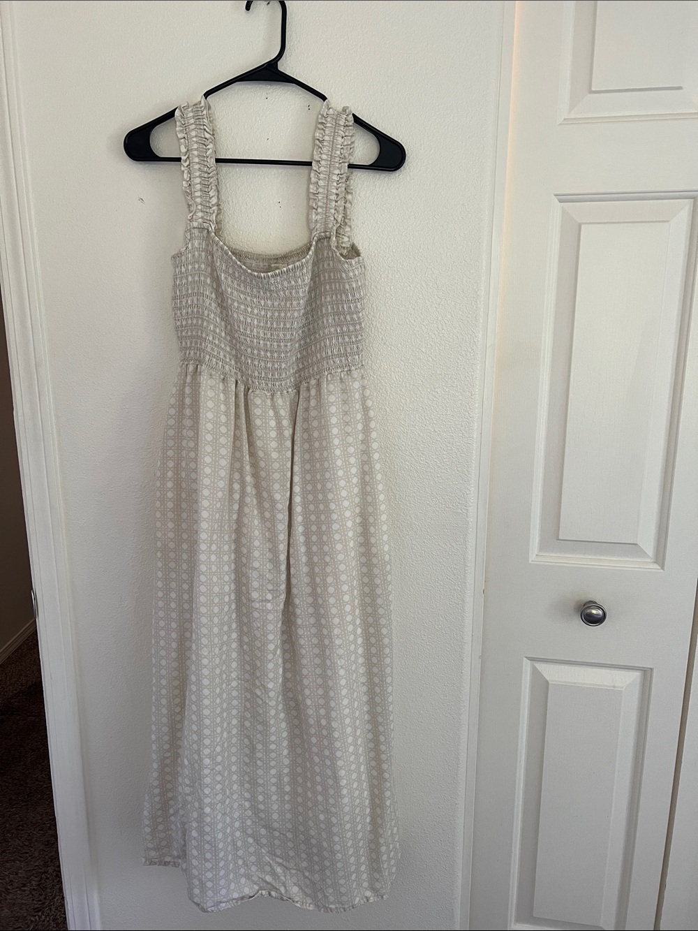 Spartina 449 Cream Smocked Maxi Dress with Ruffled Straps - Picture 2 of 7